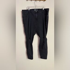 Old Navy Black Distressed Rockstar Super Skinny Jeggings High Rise Jeans 24W
